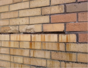 pack rust in a reliving angle causing adjacent brick to spall